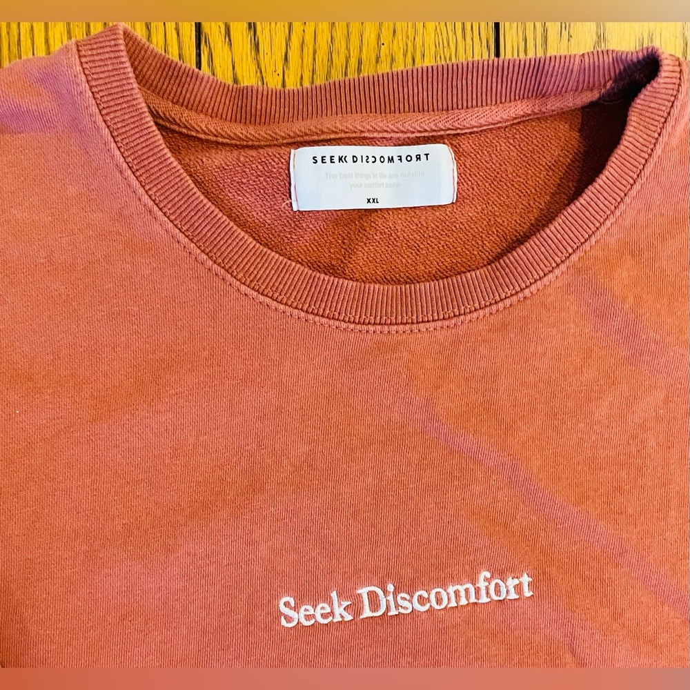Seek Discomfort, Seeker Sweatshirt, rust color, size XXL, crewneck